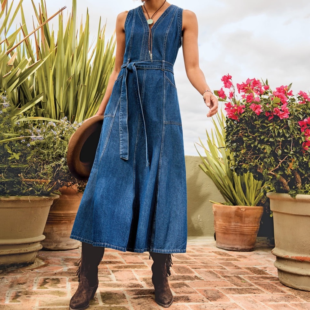 Sundance Poppy Denim Midi Dress Women's Size 10 - Picture 3 of 10